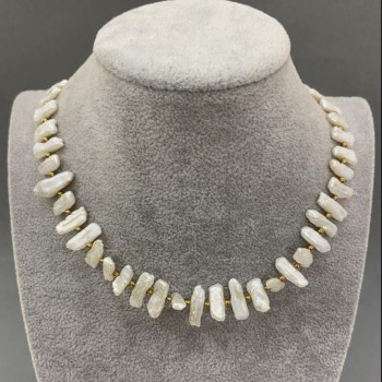 Choker - Baroque Pearl Necklace 13-17×5-8 mm, length 40 cm + 5 cm extender chain