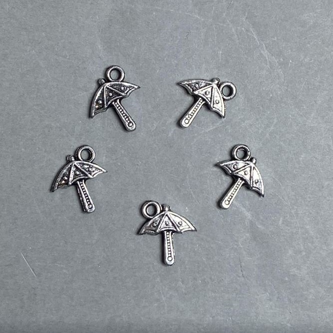 CLEARANCE! Packaging 0.5 kg Pendant 'Umbrella' - plastic, dark silver color, dimensions 18 x 16 x 3 mm, hole diameter 3 mm