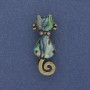 Cat Haliotis Brooch-Pendant in Golden Metal 38x15 mm+