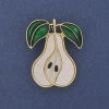 Pear enamel on gold-tone metal brooch-pendant 40x33mm+