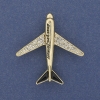 Brooch Plane with White Crystals, Golden Metal 43×40 mm+