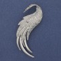 Brooch 'Firebird' with white crystals, silver-toned metal 60x37mm+