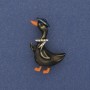 Goose Brooch with Colored Enamel and White Crystals, Golden Metal 40×23 mm+