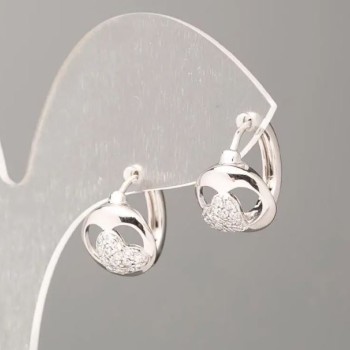 Xuping Earrings with White Crystals, 11mm Rhodium