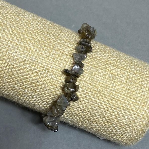 Labradorite Chip Bracelet, 6–9×1–6 mm, 18 cm length, stretch