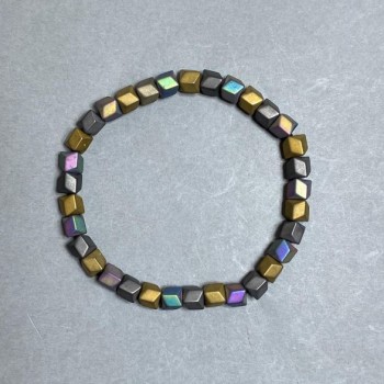 Браслет Гематит матовий хвиля, діаметр 6х6мм+-, довжина 18см стрейч