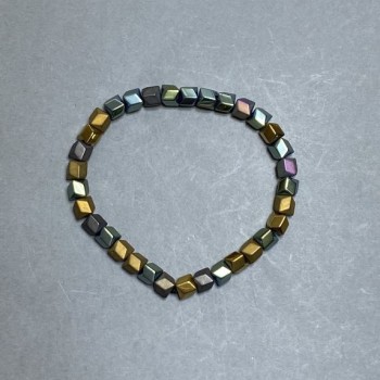 Браслет Гематит хвиля, діаметр 6х6мм+-, довжина 18см стрейч