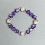 Bracelet with pink quartz beads 10mm ± and sugilite faceted rhombus beads 10x9mm ±, 18 cm stretch