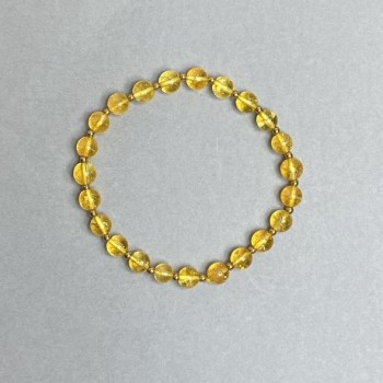 Bracelet Citrine Beads 6.5 mm, Hematite Beads 2 mm, 18 cm Stretch