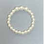 White Mallorca acrylic bracelet, 8–10 mm diameter beads, rhinestone inserts, 18 cm length, stretch