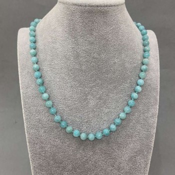 Amazonite Necklace with Smooth Beads, 6 mm Diameter, 45 cm Length, with Clasp