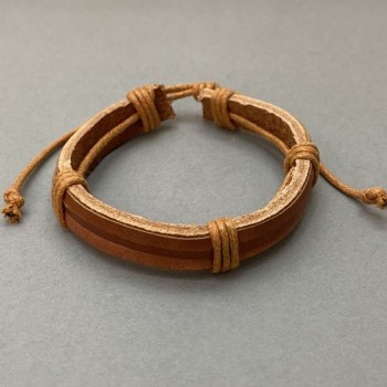 Brown Eco-Leather Bracelet with Adjustable Fit