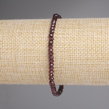 Garnet bracelet with faceted rondelle beads, 4x2.5 mm, length 18 cm, stretch