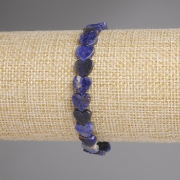 Sodalite Heart Bracelet, 8mm Beads, 18 cm Length, Stretch Bracelet