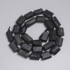Tourmaline Sherl Beads, Faceted 13-15×9-10 mm, 3 mm Seed Beads, Length about 39 cm, Strung on Thread