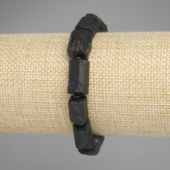 Schorl Tourmaline Bracelet with Faceted Beads, diameter 12-8 mm, 5-11 mm ±, 3 mm beads ±, length 18 cm ±, stretch