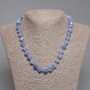 Aquamarine Necklace with Faceted Rhombus Beads, 9x8 mm, 3 mm seed beads, 45 cm length, with clasp