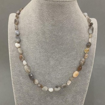 Botswana Agate Necklace - Faceted Beads, 7-14x6-8, 5 mm, +/- length 45 cm, with clasp