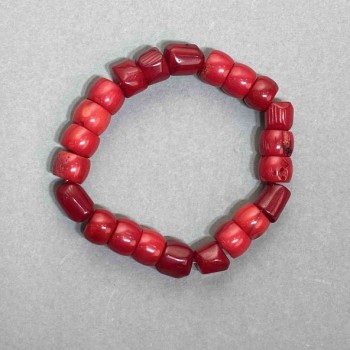 Coral Bead Bracelet - Faceted Cut 8–12×11 mm, Length 18 cm, Stretch