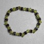 Bracelet with Chrysolite Chips 5-6×4 mm and Faceted Agate Beads 6 mm, with Inserts, 18 cm Stretch