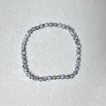 Suvorovski-Style Bead Bracelet, 4x3 mm + Hematite Rondelle 4x2 mm, 18 cm Stretch