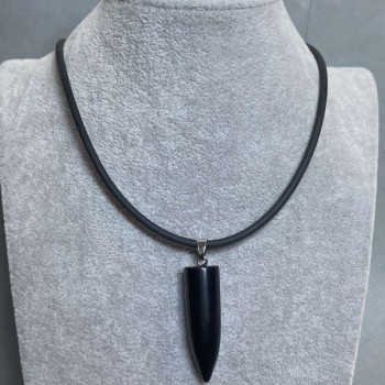 Clearance! Agate Sphere Pendant, 42 x 12 mm (±) on Rubber Cord, length 60 cm + 5 cm extender chain