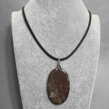 Jasper Pendant 40×55 mm on a rubber cord, length 60 cm with a 5 cm extender chain