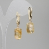 Earrings with Citrine in a Faceted Cylinder, 15×9 mm, 36 mm long