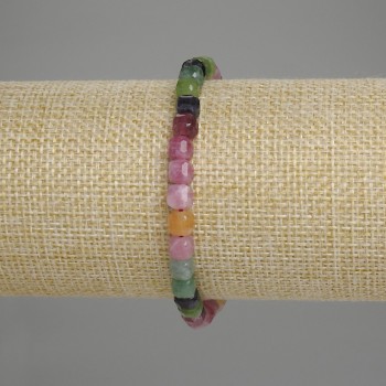 Tourmaline bracelet with faceted cube 5, 5x5, 5mm, length 18 cm