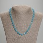Aquamarine Necklace with Faceted Beads, 8×6 mm diameter, 3 mm seed beads, length 45 mm +/- with clasp