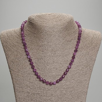 Necklace with Tourmaline, Faceted Cube Beads, 5x5 mm diameter, 45 mm length, with clasp
