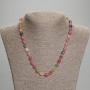 Faceted Tourmaline Grain Bead Necklace, bead diameter 8×6.5 mm, 3 mm seed beads, length about 45 cm with clasp