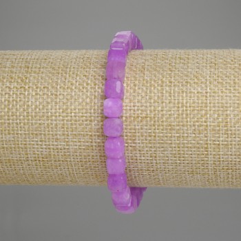 Bracelet with Lavender Amethyst Faceted Cubes 6.5 mm, 18 cm length
