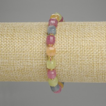 Tourmaline Bracelet with Faceted Cubes 7mm +/- Seed Beads 3mm +-, Length 18 cm