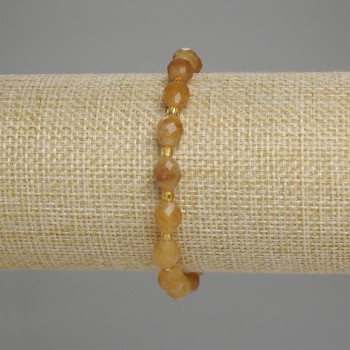 Citrine bracelet with faceted beads 8×6 mm + seed beads 3 mm, length 18 cm