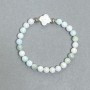 Bracelet with Larimar beads 6mm ± and Mother-of-Pearl Clover 12mm ±, 18 cm stretch