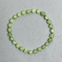 Bracelet with Chrysoprase Olivine Faceted Cubes, 5x5 mm, Hematite Beads 2 mm, length 18 cm, elastic