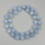 Aquamarine beads, faceted diamond shape, 10x9 mm diameter, 3 mm seed beads, on thread, length about 39 cm+