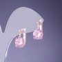 Earrings with pink crystals 16x9 mm in gold-toned metal