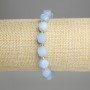 Aquamarine bracelet with faceted rhombus shapes, approx. 10x9 mm, 3 mm beads, length 18 cm, stretch