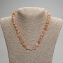 Faceted carnelian diamond-shaped bead necklace, 10x9 mm ±, with 3 mm seed beads, length 45 cm ±, with clasp