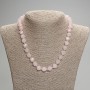 Pink Quartz Necklace with Faceted Diamond-Shaped Beads, About 10×9 mm, Seed Beads 3 cm, Length About 45 cm with Clasp