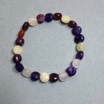 Браслет Асорті гранована монетка, діаметр 8х5мм+-, довжина 18см+- стрейч