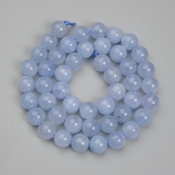 Aquamarine Beads, Smooth Round Beads, 8.5 mm diameter, 38 cm length on thread