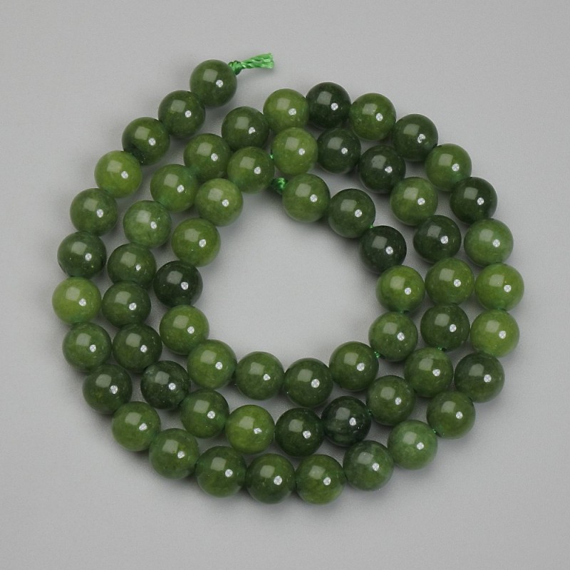 Jadeite Beads, ball-shaped, 6 mm, on thread