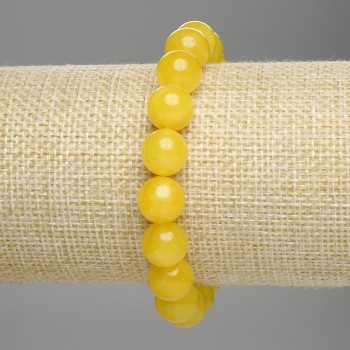 Citrine Bracelet with Smooth Beads, 10 mm Diameter, 18 cm Length, Elastic