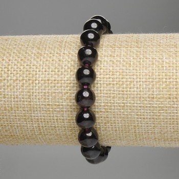Garnet bracelet with smooth beads, 9 mm diameter, 18 cm stretch bracelet