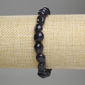 Aventurine Bracelet 'Night of Cairo' Faceted Beads, diameter 9-12x8-10 mm, length 18 cm, stretchy