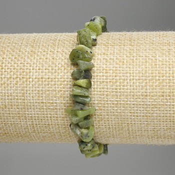 Jadeite Chip Bracelet, chip size 5–12 × 2–5 mm, length 18 cm, stretch bracelet