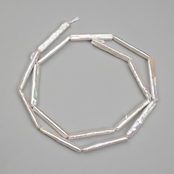 Baroque Pearl Beads with Gasoline Tint, 25×4 mm, 39 cm Long